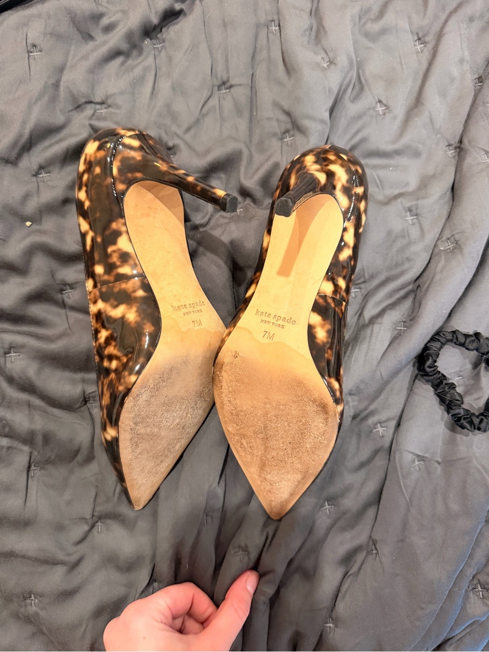 kate spade | Tortoiseshell Patent Leather Pointed-Toe Pumps - Brown/Black (7M) - Picture 4 of 10